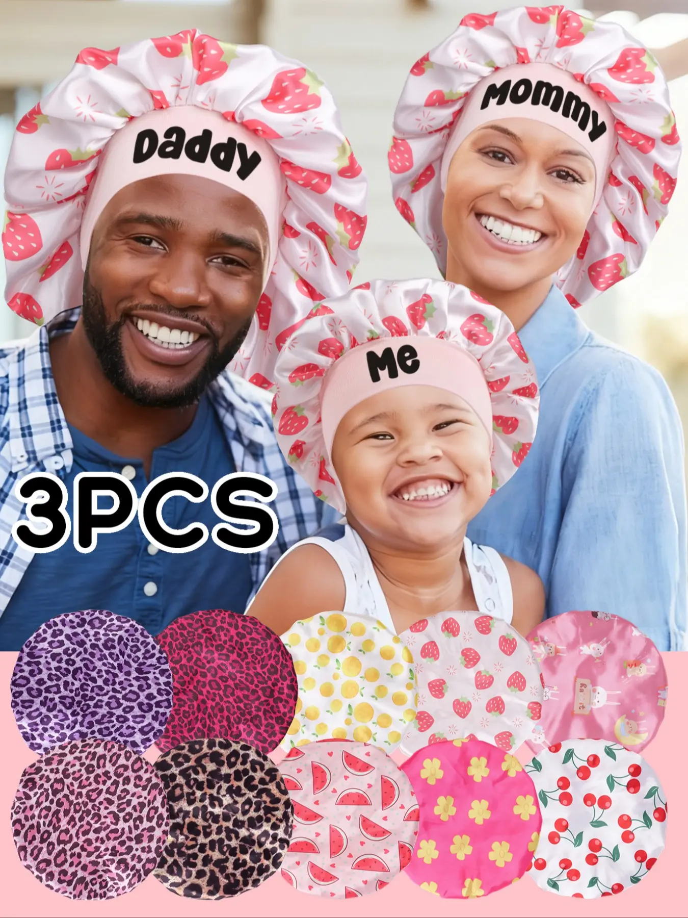 Family Set Cute Sleep Caps, Parents Baby Sleeping Hats, Men Women Hair Protection, Comfortable Nightwear Accessories, Sleeping Bonnet, Hair Care Cap, Bonnets For Sleeping