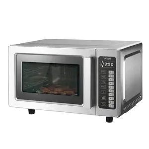 VEVOR Countertop Microwave Oven, 0.9 Cu Ft, 1000W Digital Stainless Steel Microwave Oven with Touchscreen, 10 Cooking Presets, 5 Power Levels, Multi-Lock Door & Easy Clean Interior for Commercial Use