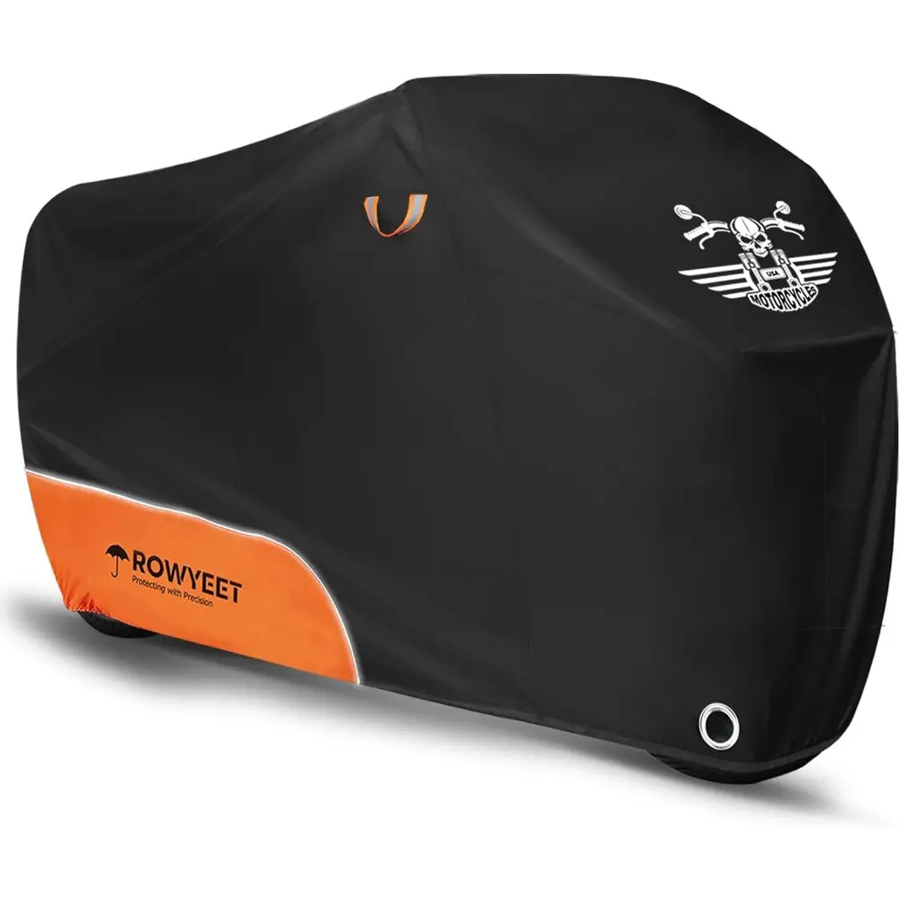 Cover Waterproof Outdoor Storage with Lock-Holes, Zipper Storage Bag & Night Reflective Design, All Season Protection For Powersports Vehicle,Motorcycles Fits up to 96.5"