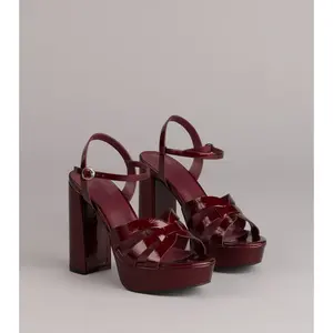 Glossed Up Patent Strappy Platform Heels