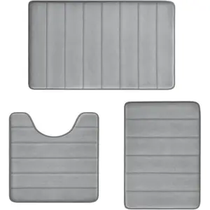 Bathroom Mats Memory Foam Bath Rug Set 3 Piece Non-Slip Bath Mats, Absorbent Shaggy Rugs, Machine Wash, Perfect Plush Bathroom Rugs, BathCarpets Set,Bath Mats for Bathroo Home Decor Accessories