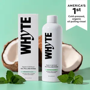 WHYTE Organic Oil Pulling Rinse | Maximum Oral Detox, Coconut Oil Mouthwash, Teeth Whitening + Fresh Breath, Alcohol & Fluoride Free, Spearmint, 8 fl oz