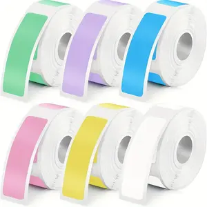 6 Rolls Colorful Thermal Label Paper, 12x40mm, Compatible with D30/d35, P12/p15, Smooth Printing, Vibrant Colors, Multi-Scene Labels