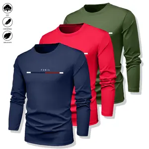 3pcs Men'S Long Sleeve T-Shirts - Quick-Dry Gym Shirts with Moisture-Wicking Fabric, Color Options for Workout, Running, Casual Attire - Breathable Athletic Tops for Active Lifestyles, Workout Shirts, Running Gear, Round Neckline, Stretchy Material