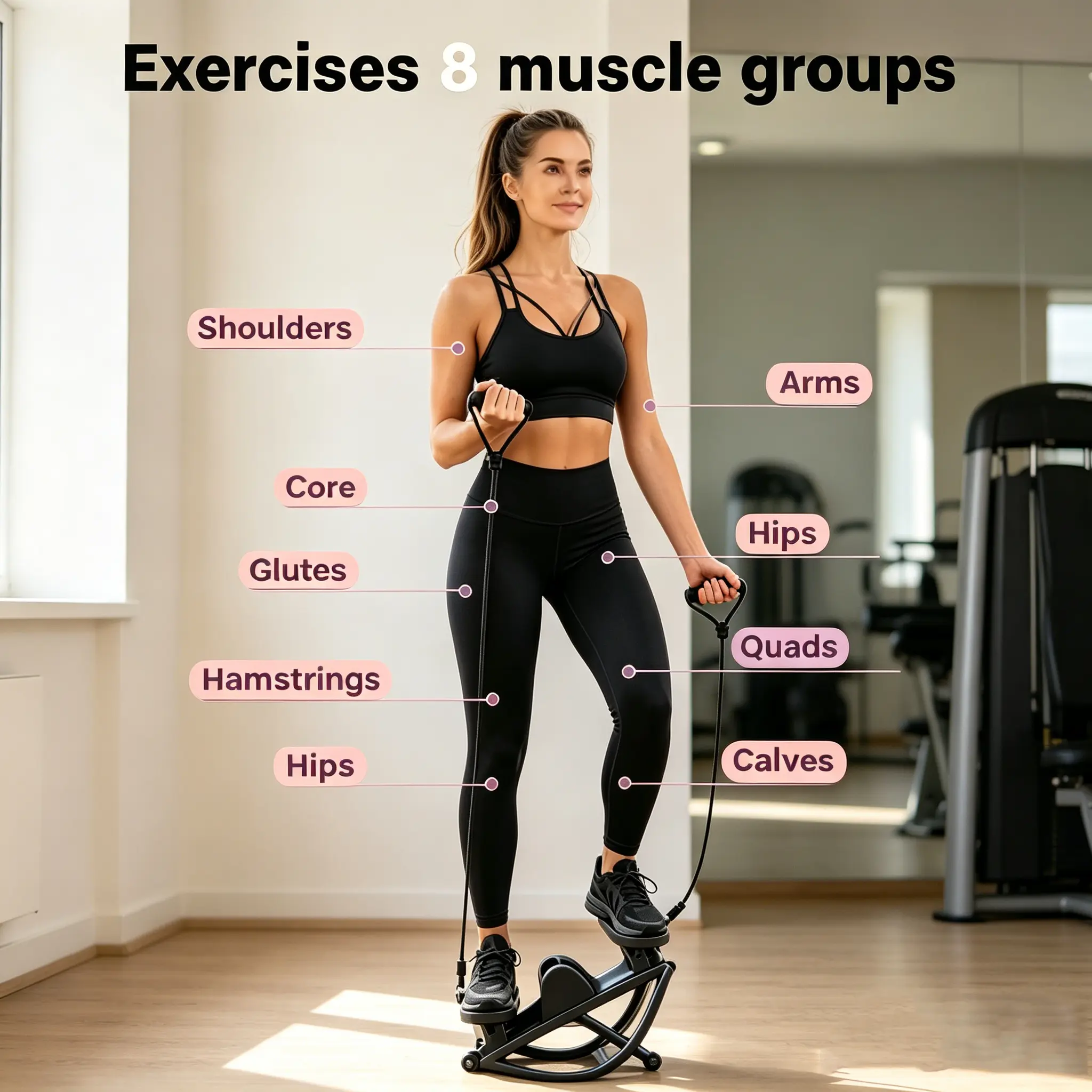 Rocking Mini Stepper Exercise Machine, Low-Impact Step Aerobics Trainer with Resistance Tubes, Portable Fitness Stepper for Small Spaces, Quiet Operation with Digital Counter, Easy Workout for Beginners