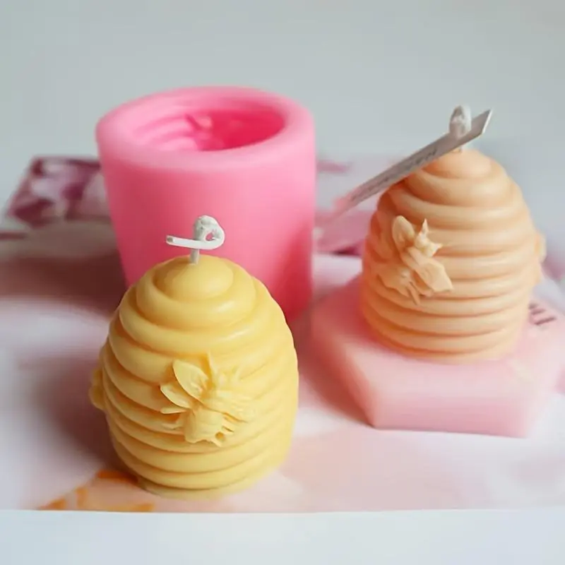 3D Bee Honeycomb Modeling Handmade Silicone Mold, 1 Count Cake Decoration DIY Soap Scented Candle Decoration, Baking Mold Soap Molds for Home Kitchen Molding, Candle Molds For Candle Making