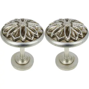 MERIVILLE Set of 2 Petal Window Drapery Medallion Holdbacks, Curtain Tiebacks, Wall Hook, Tassel Holder