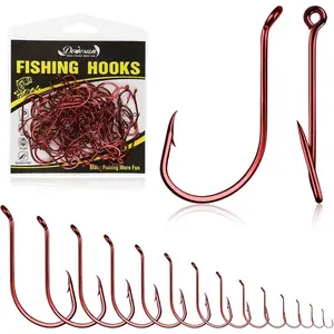 Octopus Hooks Fishing Hooks 50-100PCS Black Red Octopus Hooks for Saltwater Freshwater #10-8/0