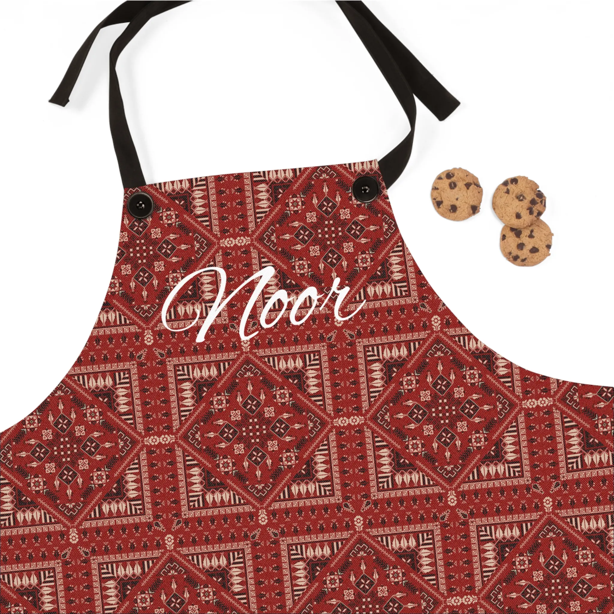 Personalized Tatreez Embroidered Elegant Patterned Kitchen Apron, Perfect Gift for Home Cooks, Chef's Apron, Gatherings, Holiday Baking