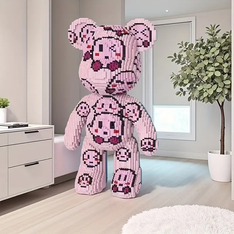 Lucky Bear Building Block 3D Puzzle, Creative Decoration for Room, Birthday Halloween Valentine Christmas Gift, DIY Home Decor