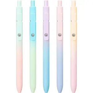 5 count Gel Pens Quick Dry Fine Point Retractable Rolling Ball Black Ink Smooth Writing Pens for School Office (Aurora)