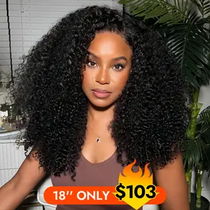 [Updated With Drawstring] Wiggins Hair Burmese Curly V Part Wig No Leave Out Human Hair Wigs With Drawstring 0 Skill Needed Glueless Wigs With Spiral Ends Beginner Friendly