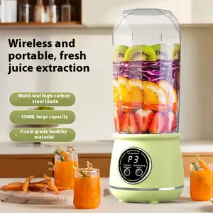 Portable 550ML USB Rechargeable Juicer, Compact Cup with LED Display, Durable Abs Material, Ideal for Smoothies & Juice, Travel Essential, Fruit Vegetable Juicer