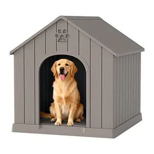 Dog House for Indoor & Outdoor Use, Weatherproof Insulated Dog Kennel with Elevated Floor, Air Vents, Easy Assembly & Cleaning, Multiple Sizes