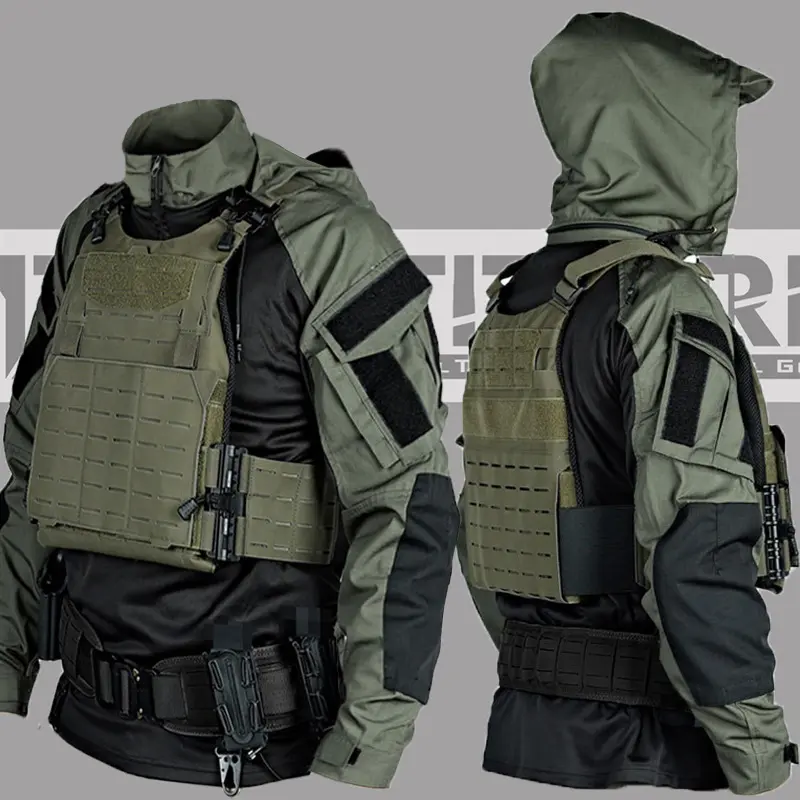 SP2 Tactical Shirt & Pants Set for Men - Spring & Autumn Camouflage Combat Clothing with IR-Resistant Fabric & MOLLE Webbing for Law Enforcement