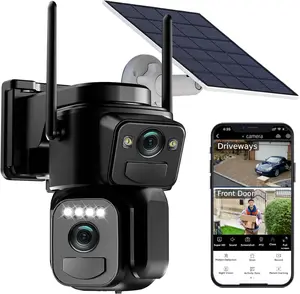 BEENOCAM Outdoor 2k WiFi Dual Lens Wireless Solar Security Cameras-- 24 H Continuous Solar Power,Color Night Vision,360° PTZ Dual Screen,Two-Way Talk,PIR Human Detection,Outdoor IP66 Waterproof,Spotlight Alarm
