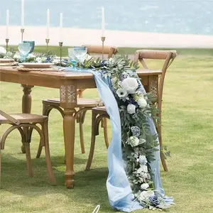 Eucalyptus Garland with Flowers 6FT, Table Runner with Flowers Handcrafted Wedding Centerpieces for Rehearsal Shower Decoration Floral Ornaments