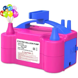 Electric Balloon Pump, Portable Electric Balloon Blower Machine Balloon Air Pump Dual Nozzle Rose Red 110V 600W Balloon Inflator for Party Decorations