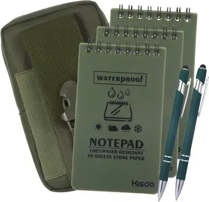 6 count  Notebook Set, Write in The Rain Notebook,  Weather Notebook,  Notepad, Field Notes Notebooks, 3  5" Pocket Notebook with Pen and Cover for Outdoor Activities Recording Green