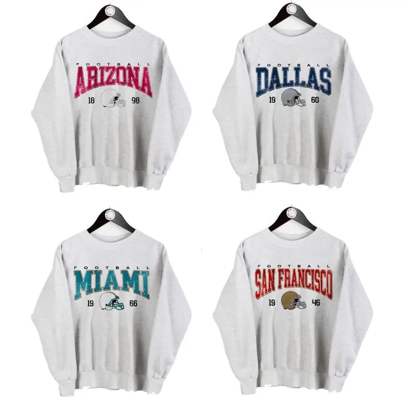 Vintage Style Football Sweatshirt for All Teams, Retro Graphic Crewneck, Unisex Fan Gift, Cotton Menswear, Full Breathable Minnesota, Detroit, Kansas City, Pittsburgh, Dallas, San Francisco, Green Bay & Philadelphia