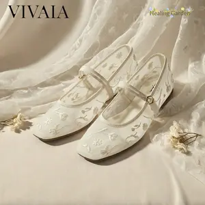 VIVAIA Women's Square-Toe Knit Mary Janes Ballet Arch Support Flats,  APMA, Machine Washable / Blister-Free Flats / Foldable & Lightweight Retro Chic, Wedding Shoes, Wedding Flats (Margot Mary Janes) Ruby Red Footwear