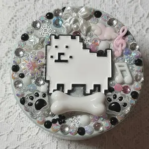 2” White Holo Undertale Annoying Dog Bedazzled Decora Herbal Tea and Coffee Grinder