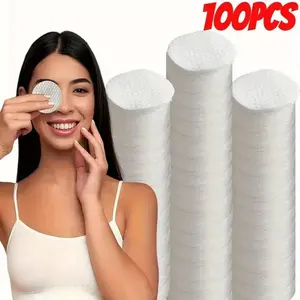 100pcs Round Cleansing Pads High-Quality Makeup Remover Towels Low Allergy Hairless Discs Suitable for All Skin Types One-Use Wet Wipes Facial Disposable Wipes