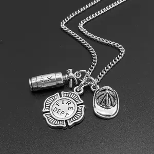 Creative firefighter pendant necklace alternative creative fire department soldier fire extinguisher firefighter wife necklace
