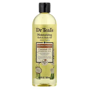 Dr. Teal's Moisturizing Bath & Body Oil, Coconut Oil & Essential Oils, 8.8 fl oz (260 ml)