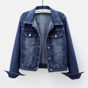 Spring Autumn Women’s Denim Jacket Long Sleeve Overcoat Loose Denim Coat Button Outwear Jeans Jackets 5XL