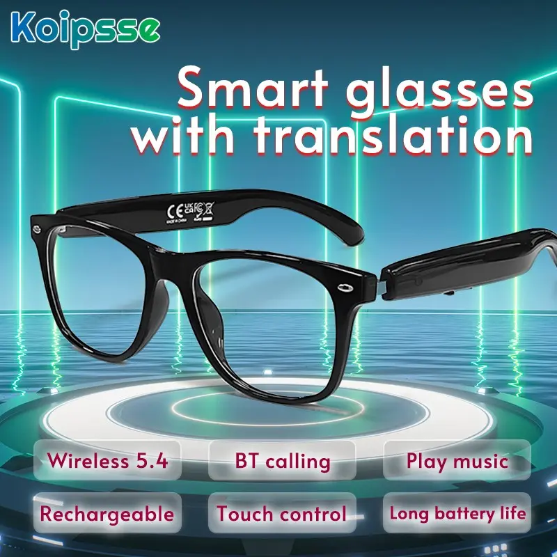 Smart glasses, Touch control glasses, translation-enabled wireless earbuds with clear lenses, music and call functionality, smart sports sunglasses with microphone, Multifunctional Smart Glasses, suitable for home and everyday use, Rechargeable, Bluetooth