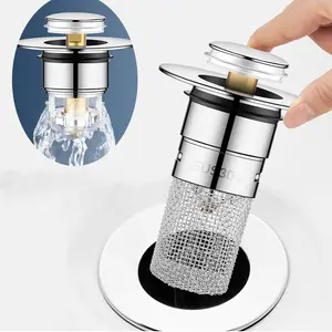 Sink Drain Stopper, Stainless Steel Sink Drain Cover with Anti-clogging Strainer Basket, Universal Pop-up Sink Plug for Home Bathroom Kitchen, Home Goods