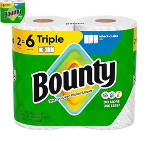 Bounty Select-A-Size Paper Towels, White, 2 Triple Rolls  6 Regular Rolls Wipes