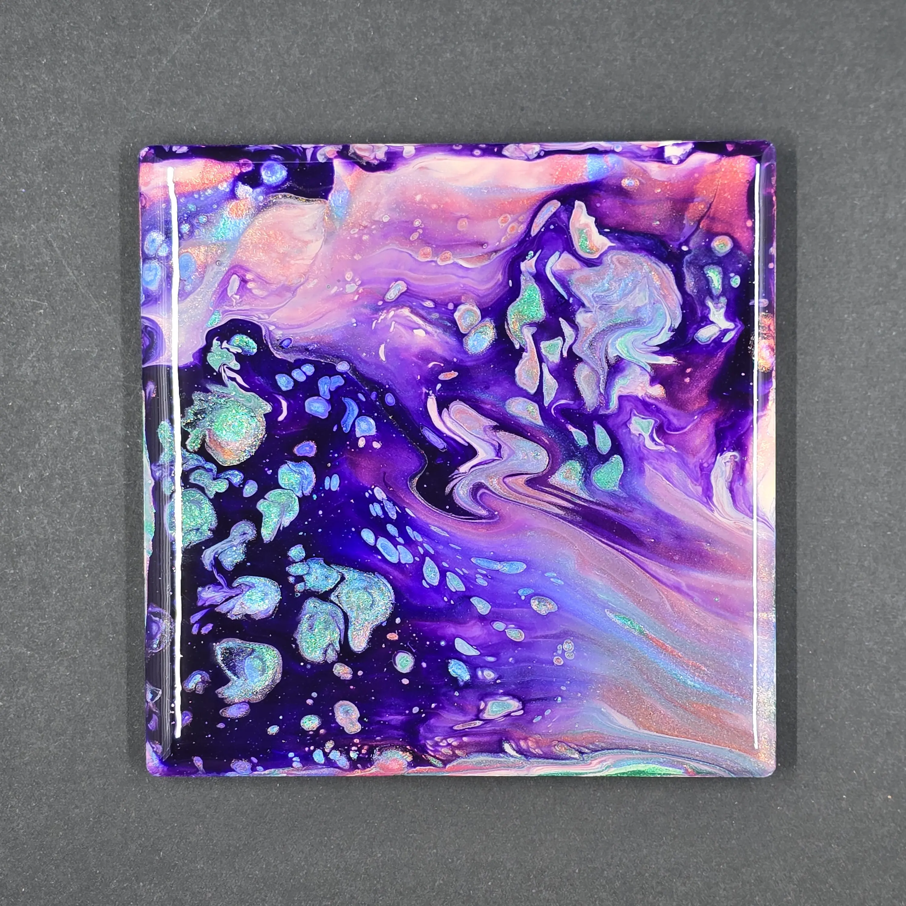 NEW! 4-in Square Hand-Painted Ceramic Drink Coaster, Stylish Decorative Kitchen Tableware Coaster
