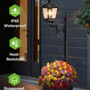 Outdoor Flowerpot 2-in-1 Floor Lamp Waterproof Solar Decorative Light for Garden Patio Front Porch Warm White Light