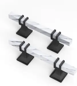 10 Pack 3 Inch Marble Cabinet Pulls, White Marble Grain Kitchen Cabinet Handles Black and White Dresser Drawer Pulls