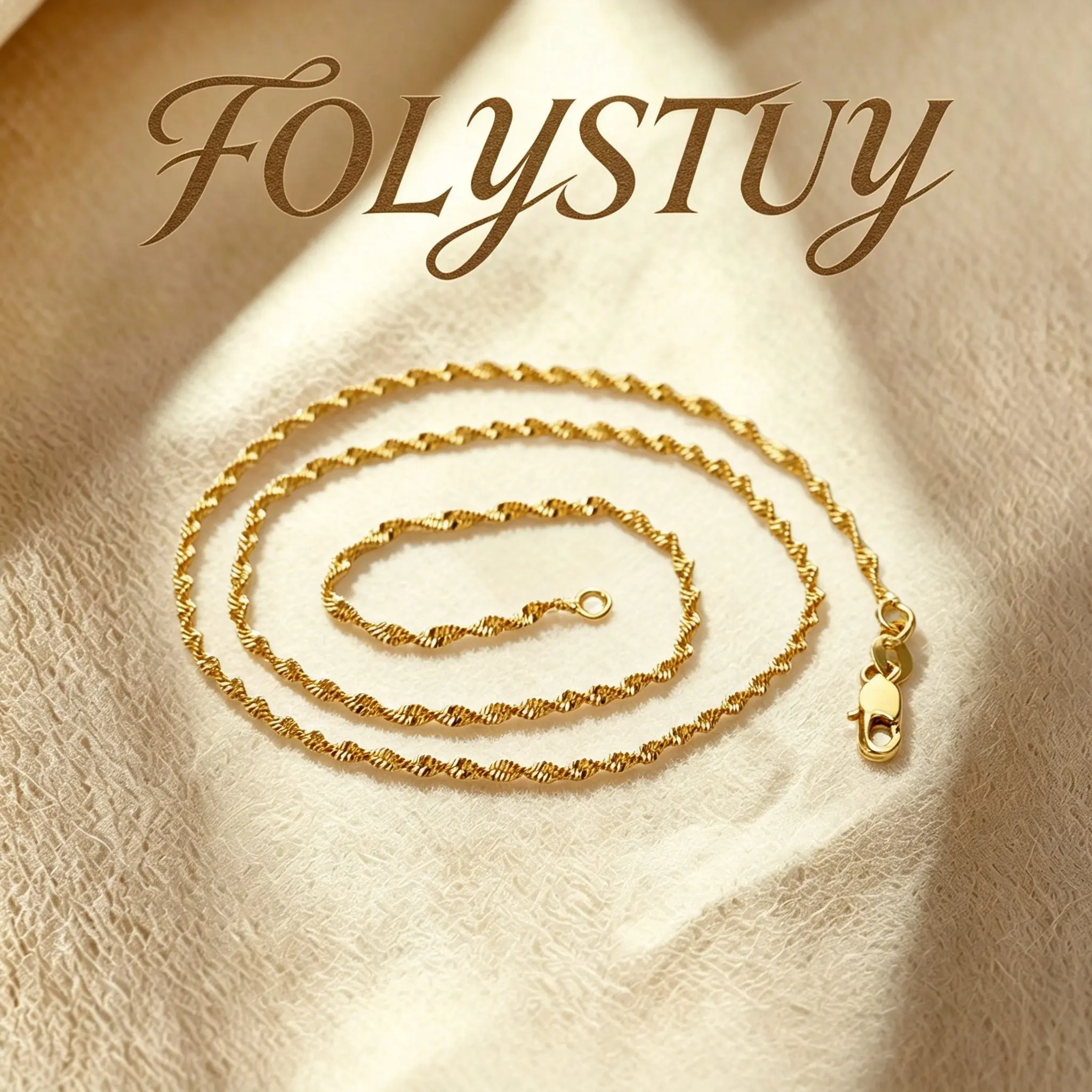 [17.7inch by 2.2mm Rippling Waterwave Necklace] 【FOLYSTUY(Y140)】 Rippling Waterwave Necklace - Graceful and Eye-Catching Jewelry for a Charming Look