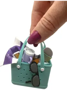 Mini 3D Printed Beach Bag 10 Color Options w/ towel, sunscreen, sandals, sunglasses, book, water bottle, lunch-able Miniverse Summer Miniature Spring Summer Miniverse, Desktop Decor Gift