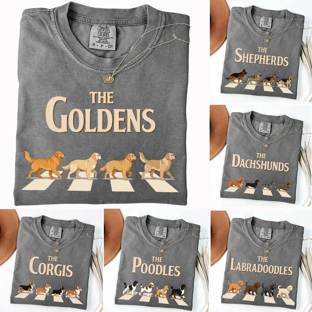 Custom Vintage Dog Shirt, 50+ Breeds Dog Walking Tee, Corgi German Shepherd Dachshund Golden Retriever Labradoodle Poodle Gift Shirt
