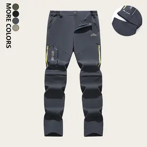 Men's Outdoor Lightweight Quick-Dry Pants with Detachable Legs, Convertible to Shorts, Waterproof Windproof Durable Straight-Leg Trousers, Multi-Functional Pocket Hiking Pants Suitable for Casual Activities and Backpacking