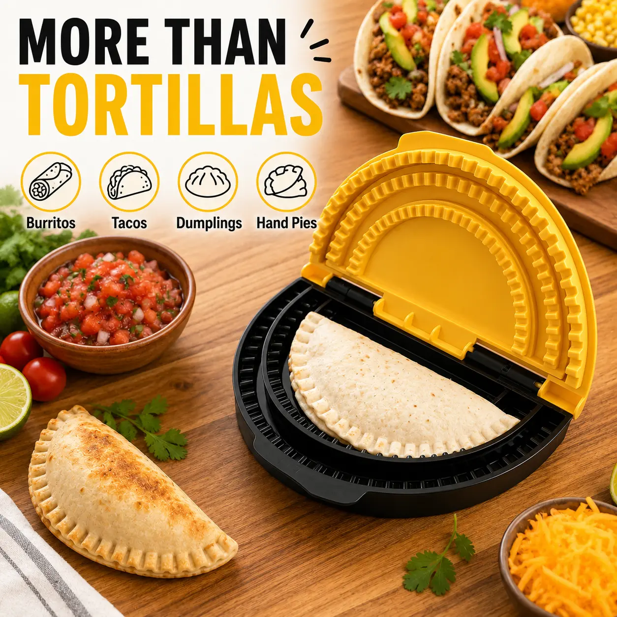Large Tortilla Sealer and Crimper Tool, Adjustable 6 8 10 Inch 2-Piece Burrito Press Maker, Anti-Soggy Taco Dumpling Wrapper Sealing Mold, Innovative Mexican Food Prep Kitchen Accessories Utensils