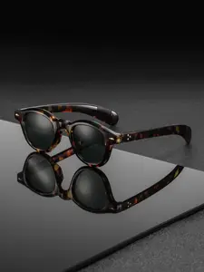 Men's Vintage Round Frame Fashion Sunglasses, Thick Frame Wide Leg Design, Casual Wear, Decorative Glasses, Retro Style, Holiday Eyewear, Stylish Glasses