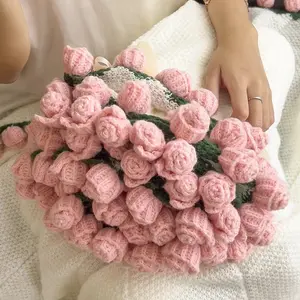 Hand-woven Rose Bouquet Blanket Soft Pink Valentine's Day Gift for Best Friend or Girlfriend Eternal Flower Shawl Cozy and Elegant