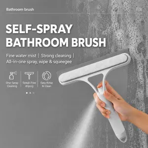 3 in 1 Window Cleaning Scraper, Squeegee and Scrubber with Spray, Multifunctional Household Cleaning Tool, Car Windshield Cleaner,Lightweight Silicone Microfiber Wipe Silicone