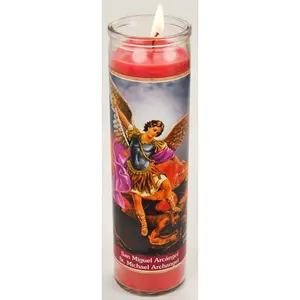 St Michael Red Wax Household Candle, 8-Inch Home Decor Ornament