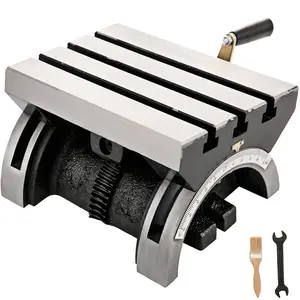 VEVOR Tilting Milling Table 10x7inch Tilting Angle Milling Machine 0-90Adjustable Swivel Angle Plate with 3 T-slots and an Adjustable Crank Handle Heavy Duty Tilting Milling Machine for Grinding