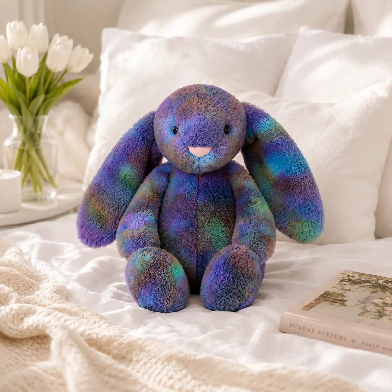 Jellycat Multicolor Bunny Plush – Super Soft Purple Blue Rainbow Rabbit Stuffed Animal, Cute Cozy Gift for Girls, Kids & Plush Lovers