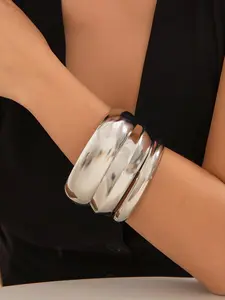 Vintage Punk Exaggerated Bangle (3pcs), Fashionable Curved Bracelet for Men & Women, Simple Jewelry for Party, Daily Clothing Decor, Trendy Fashionable Accessories, Trendy All-match & Exquisite Jewelry for Birthday Gift