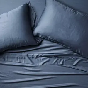 Queen 400 Thread Count Rayon from Bamboo Sheet Set Dark Mineral Blue - Casaluna