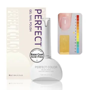 PERFECT COLOR Base Coat Gel Polish 15ml, Long Lasting Chip Resistant Foundation, Acid-Free Strong Adhesion & Anti-Lifting Formula, Low Odor Nail Primer for Sensitive Users, Need UV/LED Lamp